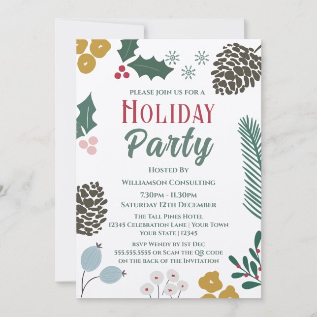 Rustic Oversized Branch Company Holiday Party  Invitation (Front)