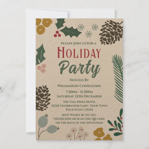 Rustic Oversized Branch Company Holiday Party  Invitation
