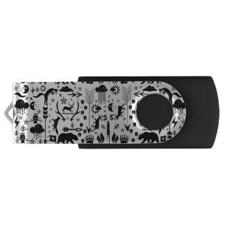 Rustic Owl Bear Deer Fox Woodland Creature Pattern USB Flash Drive