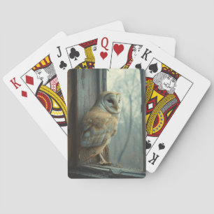 Rustic Owl In The Window Art Poker Cards