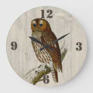 Rustic Owl Wall Clock