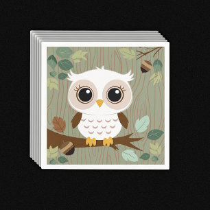 Rustic Owl Woodland Forest Baby Shower Napkins
