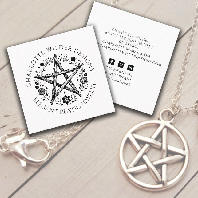 Rustic Pagan Jewelry Designer Social Media Square Business Card (Creator Uploaded)