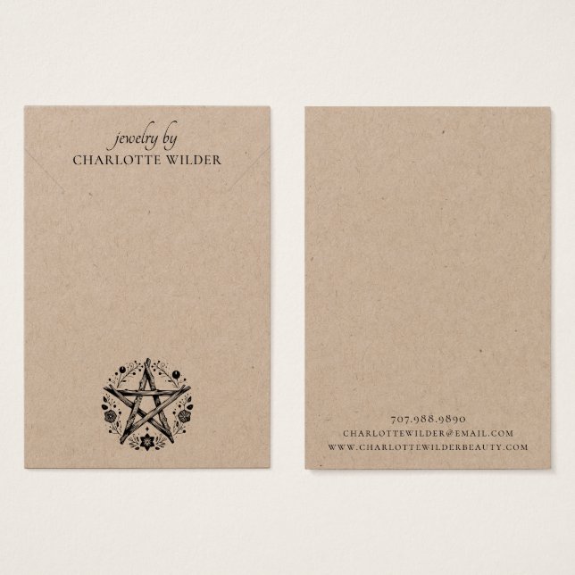 Rustic Pagan Kraft Jewelry Necklace Display Cards (Front & Back)