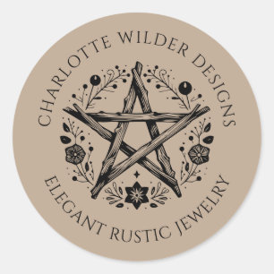 Rustic Pagan Wiccan Rustic Kraft Jewelry Designer Classic Round Sticker