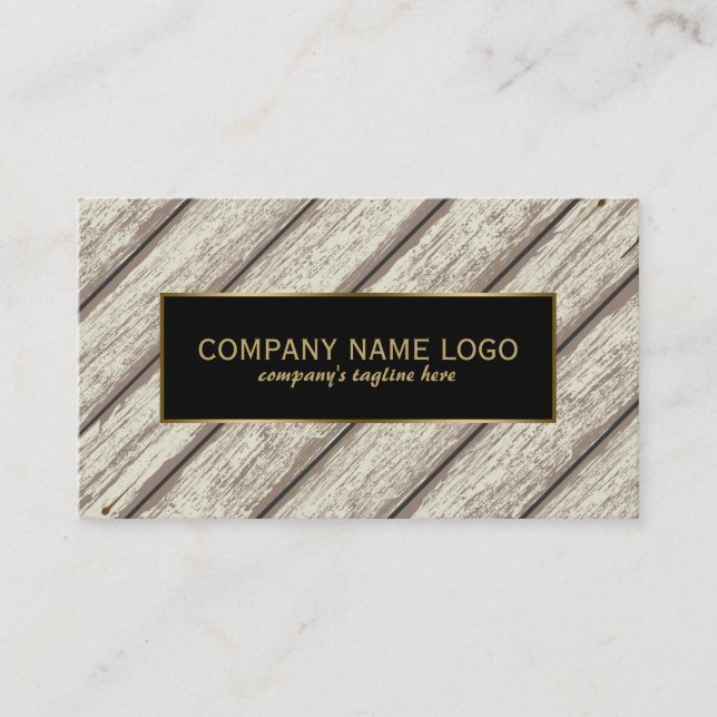 Rustic Paint Peeling Wood Planks Gold Accent Business Card (Front)