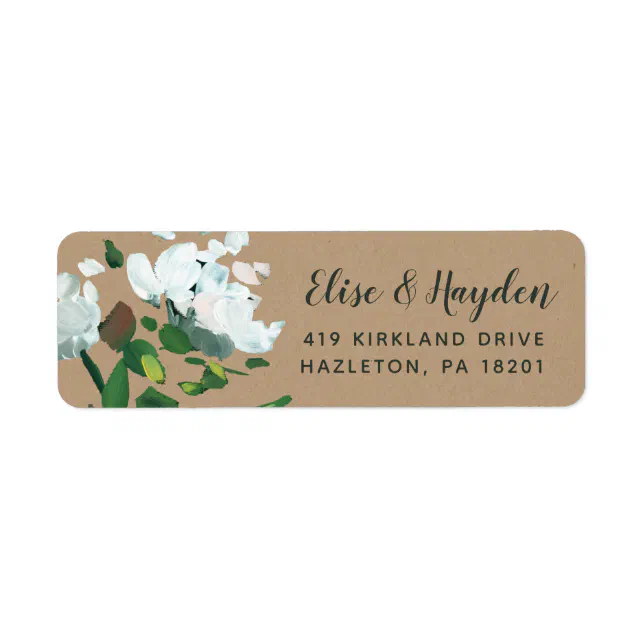 Rustic Painted Floral Wedding Return Address Label | Zazzle