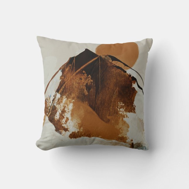 Rustic Painted Mountain Landscape Throw Pillow (Front)