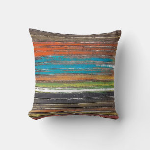 rustic painted stripes on wood pattern throw pillow