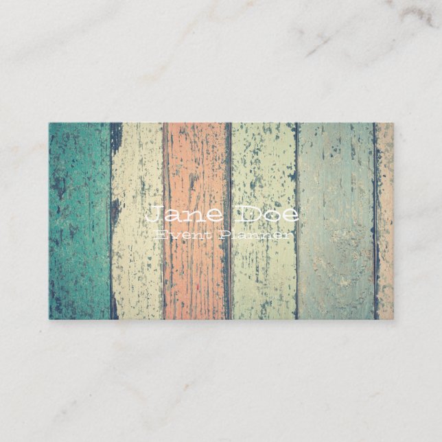 Rustic Painted Wood Business Cards (Front)