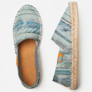 Rustic Painted Wooden Slats   Abstract Pattern Espadrilles