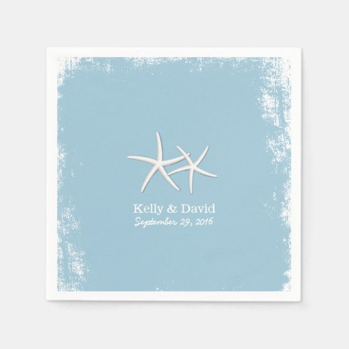 Rustic Pair of Starfish Beach Wedding Napkins