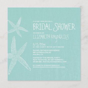 Rustic Pair Of Starfish Bridal Shower Invitations by topinvitations at Zazzle