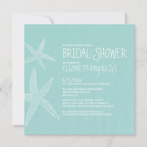 Rustic Pair of Starfish Bridal Shower Invitations
