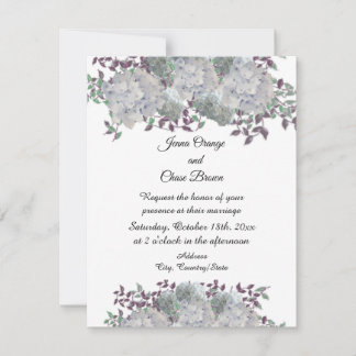 Rustic Pale Blue Hydrangea Wedding Invitation