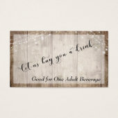 Rustic Pale Brown Wood Light Strings Drink Ticket (Front)