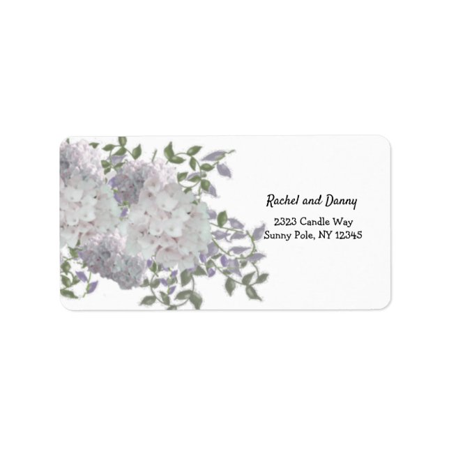 Rustic Pale Pink Hydrangea Floral Address Label (Front)