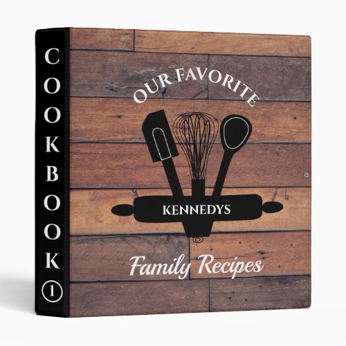 Rustic Pallet Wood Family Name Recipe Cookbook 3 Ring Binder