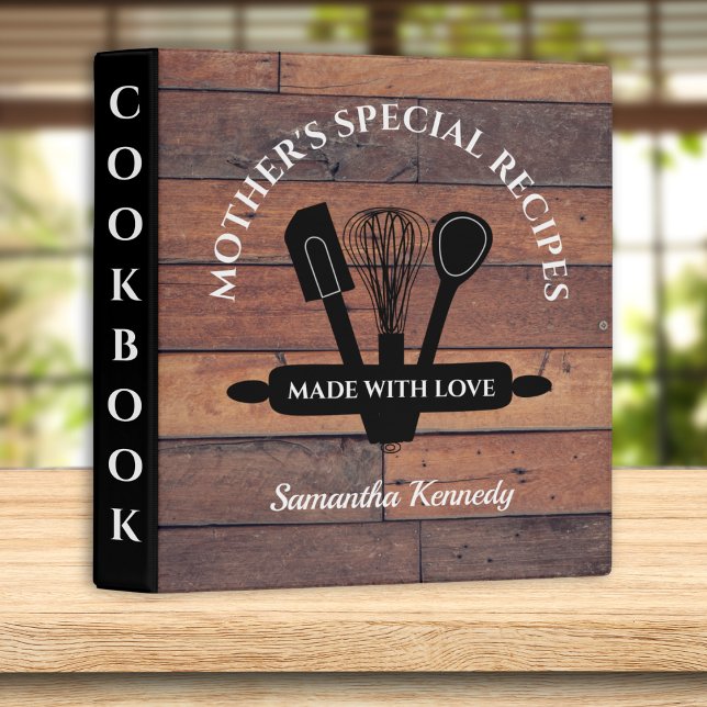 Rustic Pallet Wood Mom's Special Recipe Cookbook 3 Ring Binder (Creator Uploaded)