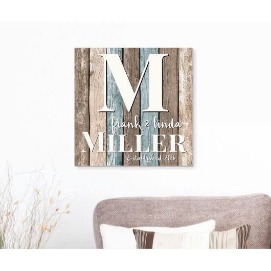 Rustic Pallet Wood Monogram 16x16 Family Sign (Front)