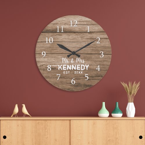 Rustic Pallet Wood Mr And Mrs Wedding Large Clock