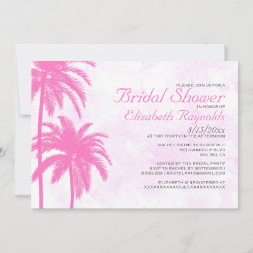 Rustic Palm Tree Beach Bridal Shower Invitations