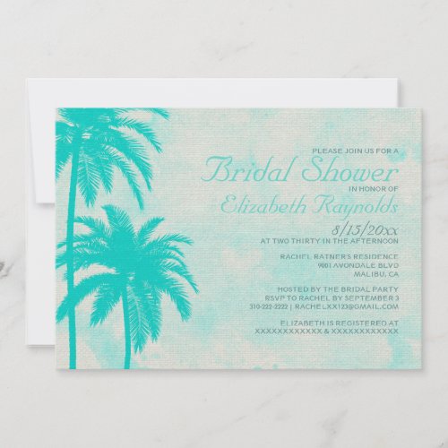 Rustic Palm Tree Burlap Bridal Shower Invitations