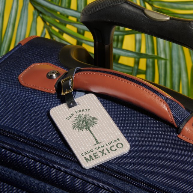 Rustic Palm Tree Luggage Tag (Front Insitu 1)