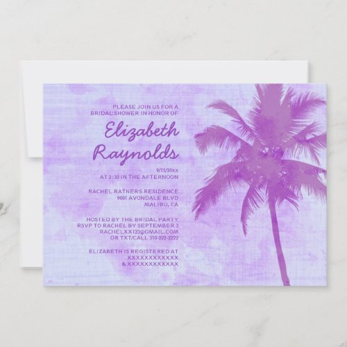 Rustic Palm Trees Beach Bridal Shower Invitations
