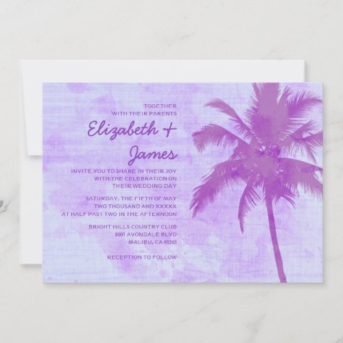 Rustic Palm Trees Beach Wedding Invitations