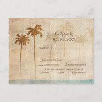 Rustic Palm Trees Beach Wedding rsvp