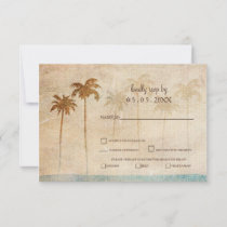 Rustic Palm Trees Beach Wedding rsvp Invitation