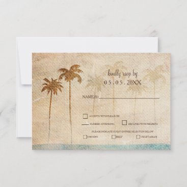 Rustic Palm Trees Beach Wedding rsvp Invitation