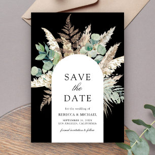 Rustic Pampas Eucalyptus Arch Black Wedding Save The Date