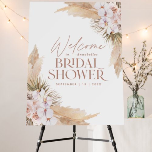 Rustic pampas grass floral bridal shower welcome f foam board