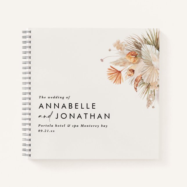 Rustic pampas grass floral the wedding of notebook (Front)