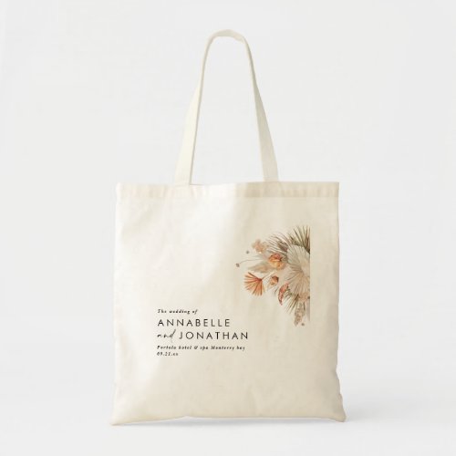 Rustic pampas grass floral the wedding of tote bag