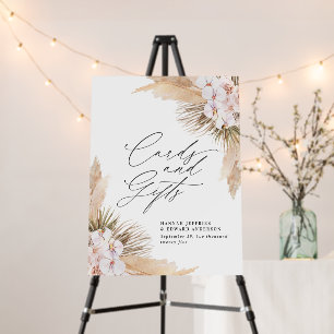 Rustic pampas grass floral wedding cards and gifts foam board