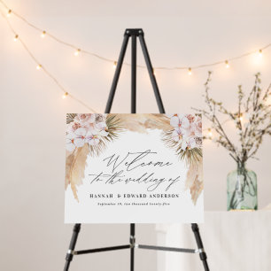 Rustic pampas grass floral wedding welcome foam bo board