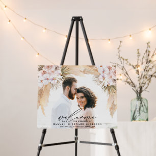 Rustic pampas grass floral wedding welcome foam bo board