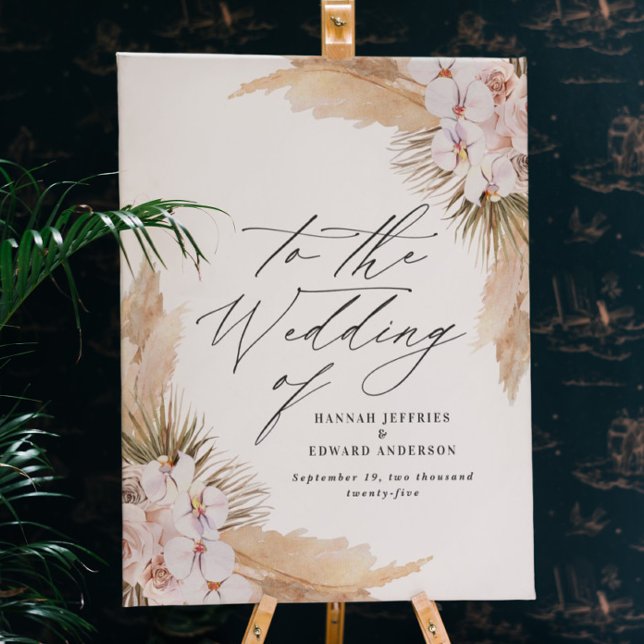 Rustic pampas grass floral wedding welcome foam board (Creator Uploaded)