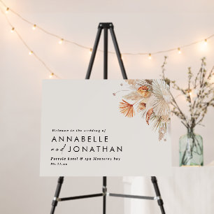 Rustic pampas grass floral welcome to the wedding  foam board