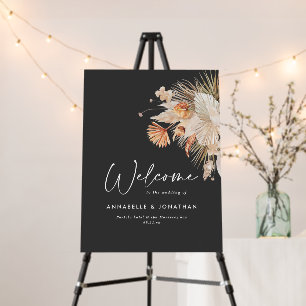 Rustic pampas grass floral welcome to the wedding foam board
