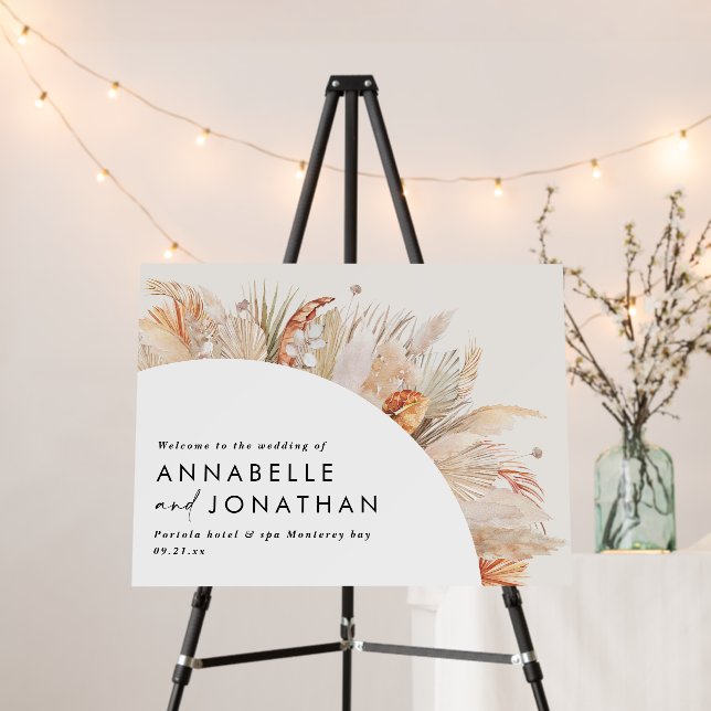 Rustic pampas grass floral welcome to the wedding  foam board (In Situ (Stand))