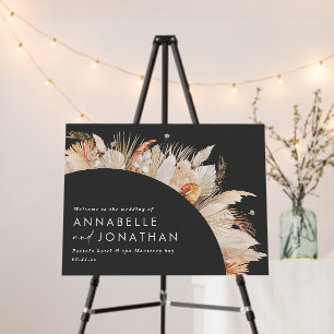 Rustic pampas grass floral welcome to the wedding foam board