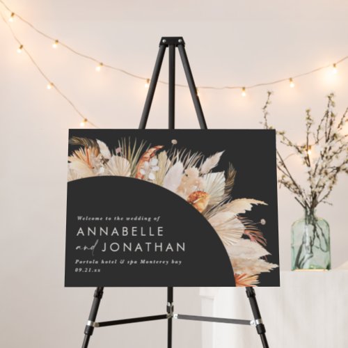 Rustic pampas grass floral welcome to the wedding  foam board