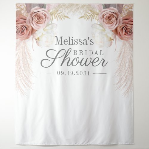 Rustic Pampas Grass Tan Bridal Shower Tapestry