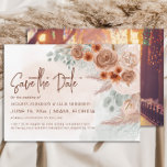 Rustic Pampas Grass Terracotta Wedding  Save The Date<br><div class="desc">Rustic, bohemian-style pampas grass wedding Save the Date card with pretty terracotta and burnt orange flowers and grasses. Personalized with your information on the front and your photo on the back. Contact me for assistance with your customizations or to request additional matching or coordinating Zazzle products for your special occasions....</div>