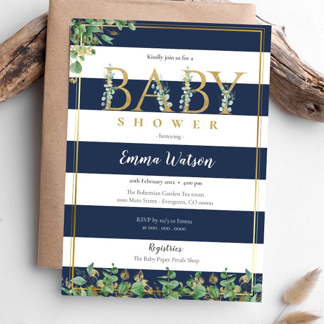 Rustic Pampas Rose gold Letters Baby Shower Invitation (Creator Uploaded)