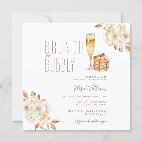 Rustic Pancake Brunch and Bubbly Bridal Shower  Invitation